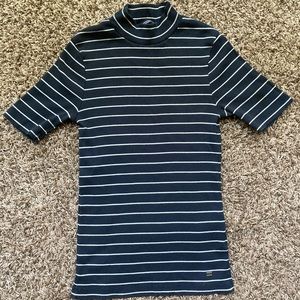 Tommy Hilfiger Navy blue Striped Mock Neck Top